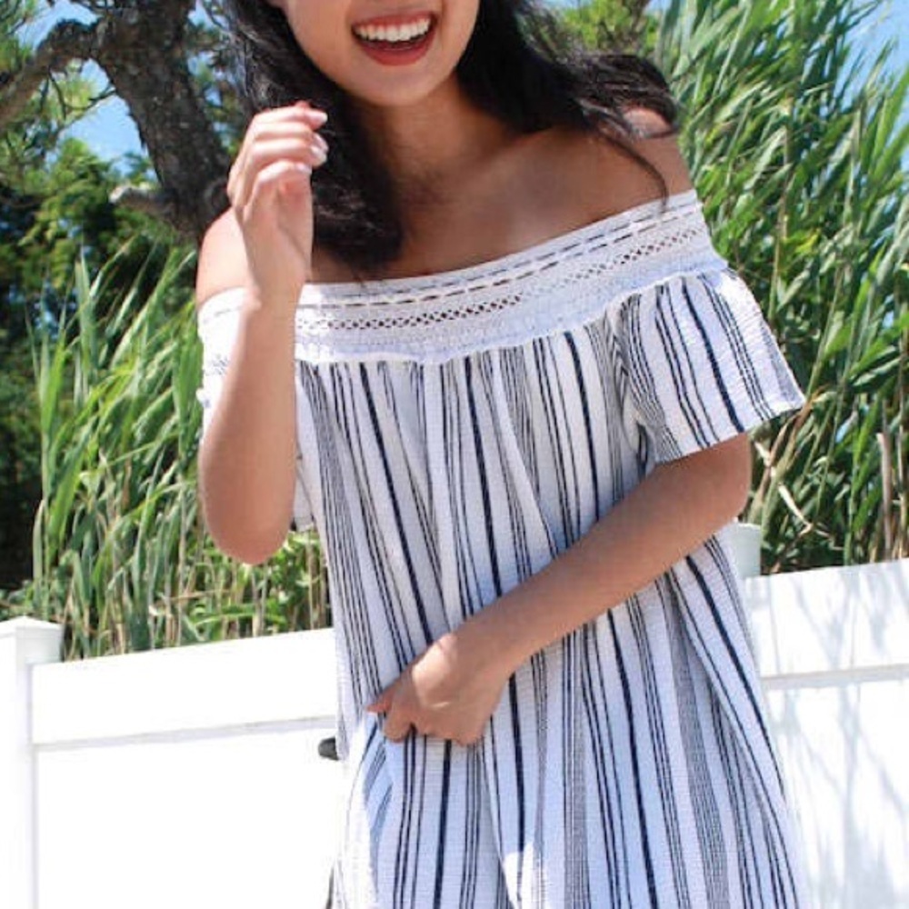 NWT Zara off shoulder striped mini dress